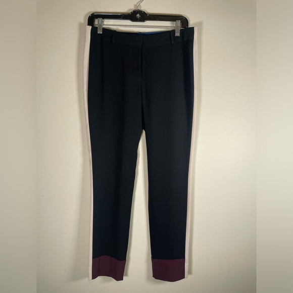 Aritzia Wilfred Alara Color Block Trouser Pants Black Burgundy Crepe Womens 4 - Picture 2 of 13